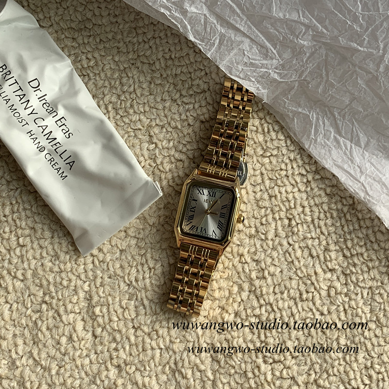 复古港风vintage手表女ins风小众简约设计罗马小方表美式轻奢女表