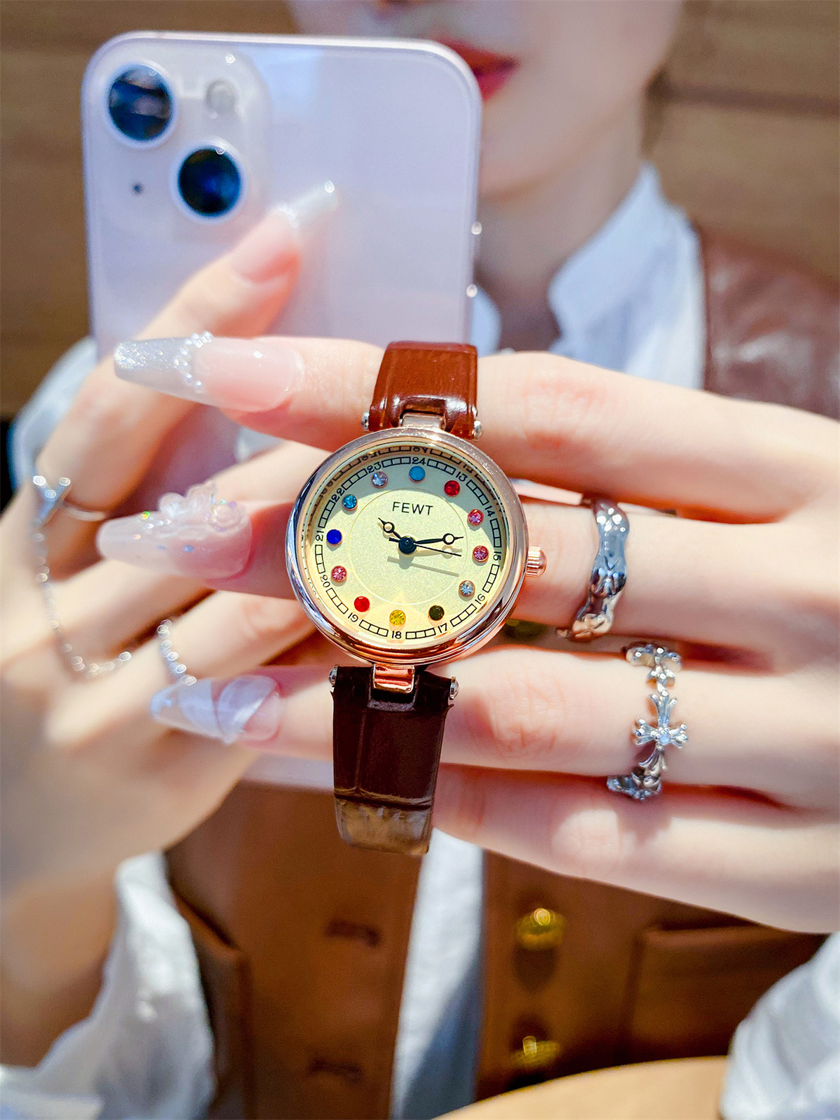 七彩诞生石小众轻奢高级感手表女