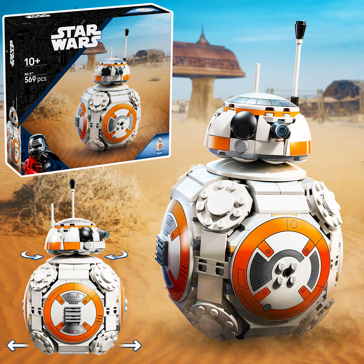 星际战争75452星球大战宇航技工机器人BB-8积木玩具儿童拼装模型