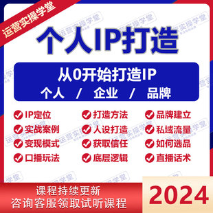 2024个人IP打造教程快速打造人设品牌定位营销课程私域变现教程