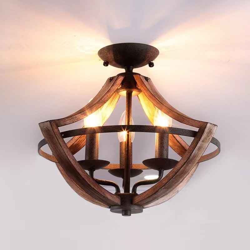 创意美式乡村木艺灯简约卧室餐厅客厅走廊玄关吧台个性创意灯具