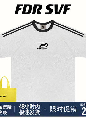 FDR SVF美式复古重磅插肩短袖T恤男女潮流休闲宽松高街情侣体恤夏