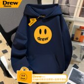 Drew美式 百搭外套 情侣款 潮牌笑脸连帽卫衣男女秋冬季 加绒宽松帽衫