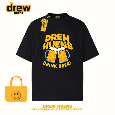 Drew男女酒干杯印花短袖T恤