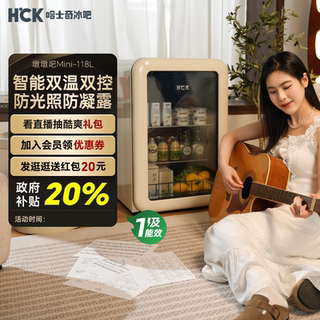HCK哈士奇冰吧墩墩吧Mini家用客厅办公室小型复古冷冻冰箱高颜值