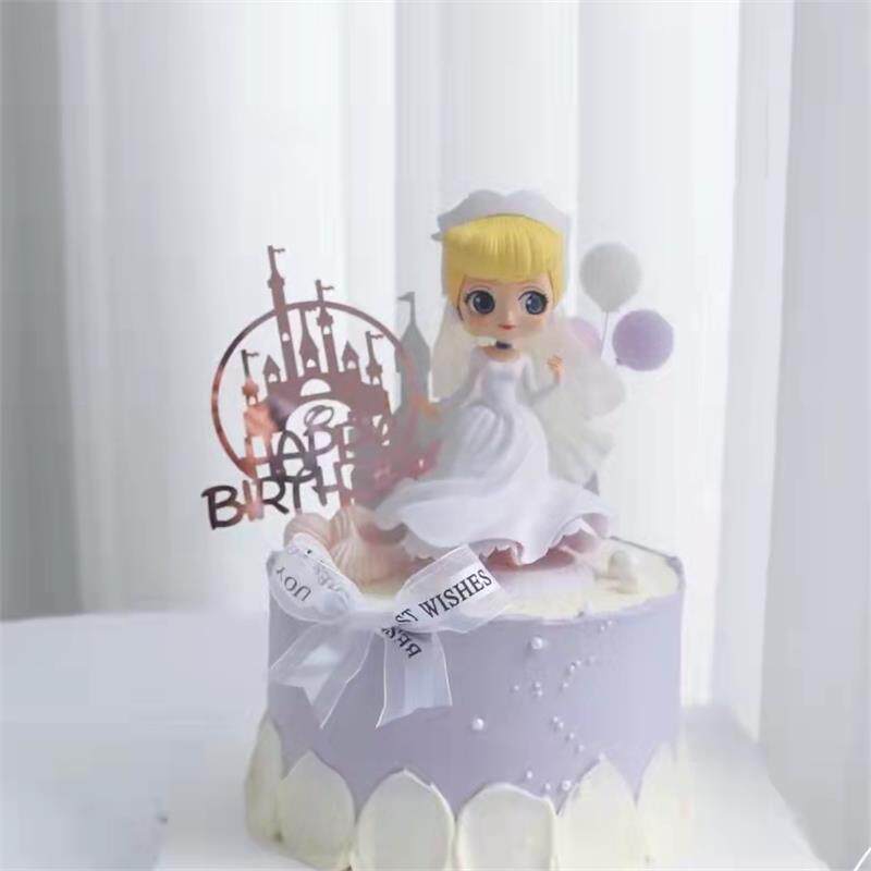 蛋糕装饰白衣公主灰姑娘女孩生日蛋糕摆件婚纱公主女神烘焙插件