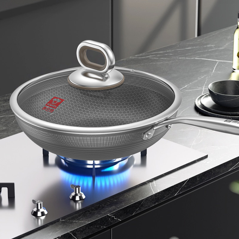 康巴赫0氟钛蜂窝炒锅不锈钢不粘锅家用炒菜锅电磁炉燃气灶专用,厨房/烹饪用具,炒锅,淘宝优惠券,粉丝福利购,淘宝优惠卷