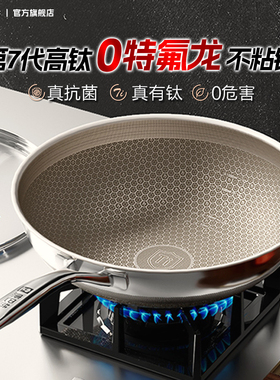 【新品】康巴赫七代真钛蜂窝锅家用无涂层炒锅不锈钢不粘锅炒菜锅