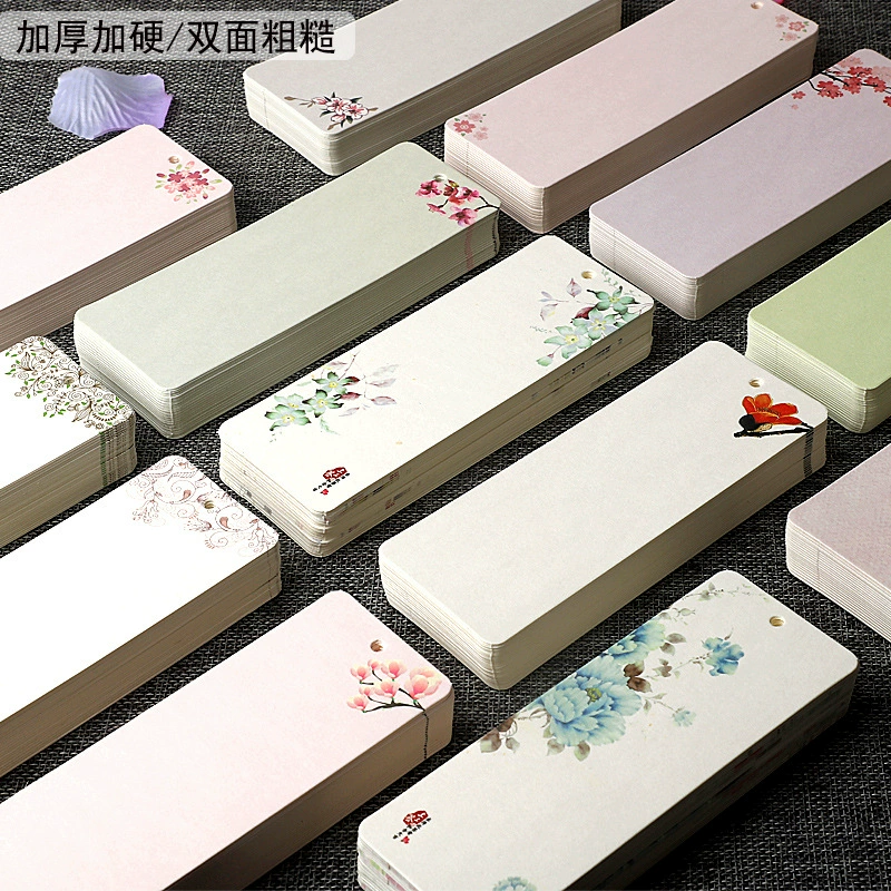 跨境有孔创意空白书签小学生藤蔓DIY圆角带孔古风牛皮纸樱花书签