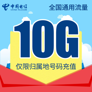 黑龙江电信全国流量充值10G 手机流量包流量卡不可提速当月有效QG