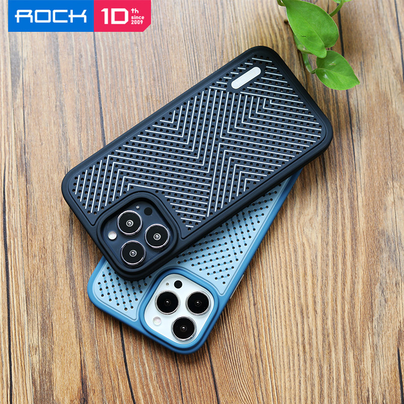 ROCK适用苹果14石墨烯散热降温手机壳夏天iphone14promax手机壳13promax防摔全包保护壳男款女Plus软硬手机套