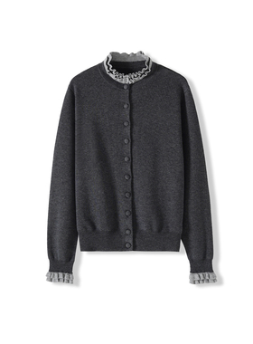 【天天yoko&莉依墨】冬季木耳边假两件针织衫撞色毛衣LYMZF-25036