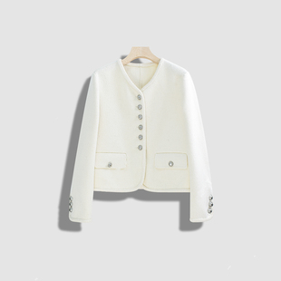 v领小香风毛呢短外套LYMMX 冬季 Y7765 晶晶姐妹专属