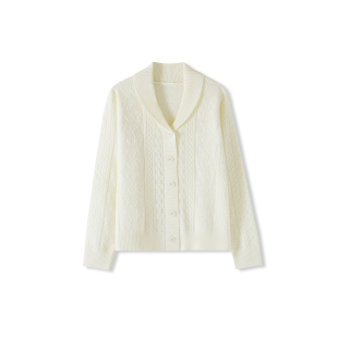 LYMJM 翻领蝴蝶提花细羊毛针织开衫 春季 398 草莓粉丝专享