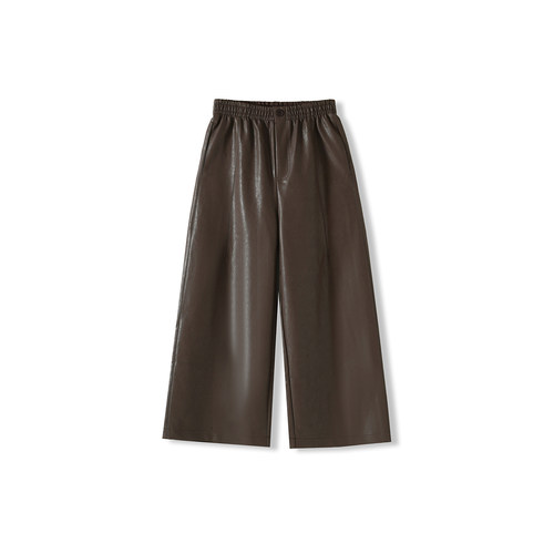 【大晶粉丝专享】松紧腰柔软哑光九分阔腿蛋白皮裤LYMYC-8871