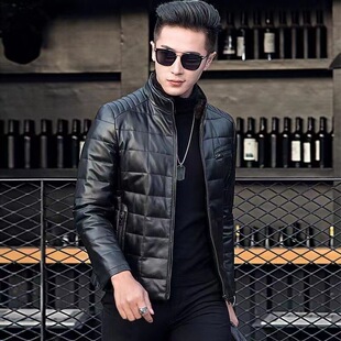 冬季新款海宁真皮皮衣男帅气加棉短款韩版修身立领皮夹克休闲外套
