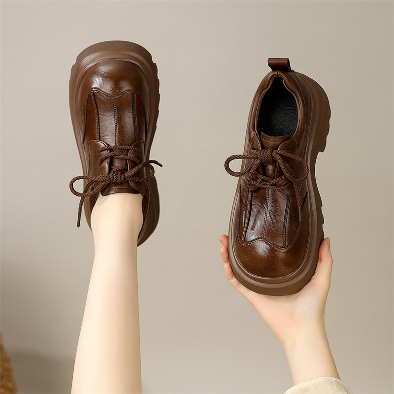 厚底乐福鞋女2025秋季新款百搭软底防滑英伦风单鞋系带洋气小皮鞋,女鞋,乐福鞋（豆豆鞋）,淘宝优惠券,粉丝福利购,淘宝优惠卷