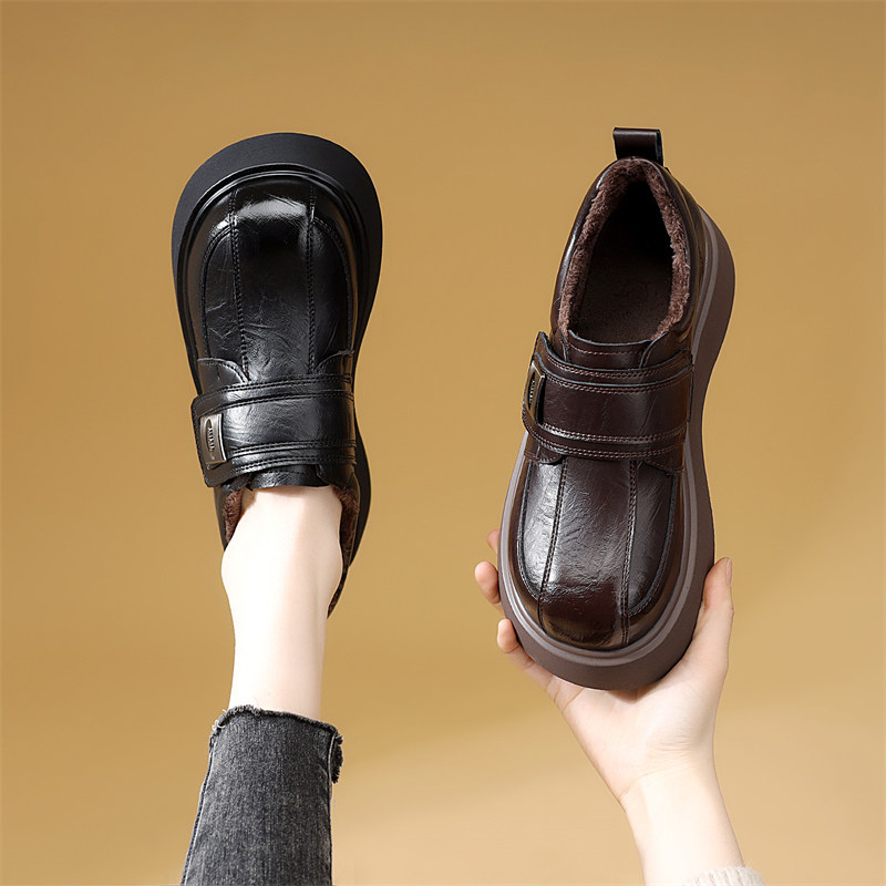 厚底小皮鞋女2026秋冬新款时尚百搭加绒短靴小个子软底显瘦乐福鞋,女鞋,乐福鞋（豆豆鞋）,淘宝优惠券,粉丝福利购,淘宝优惠卷