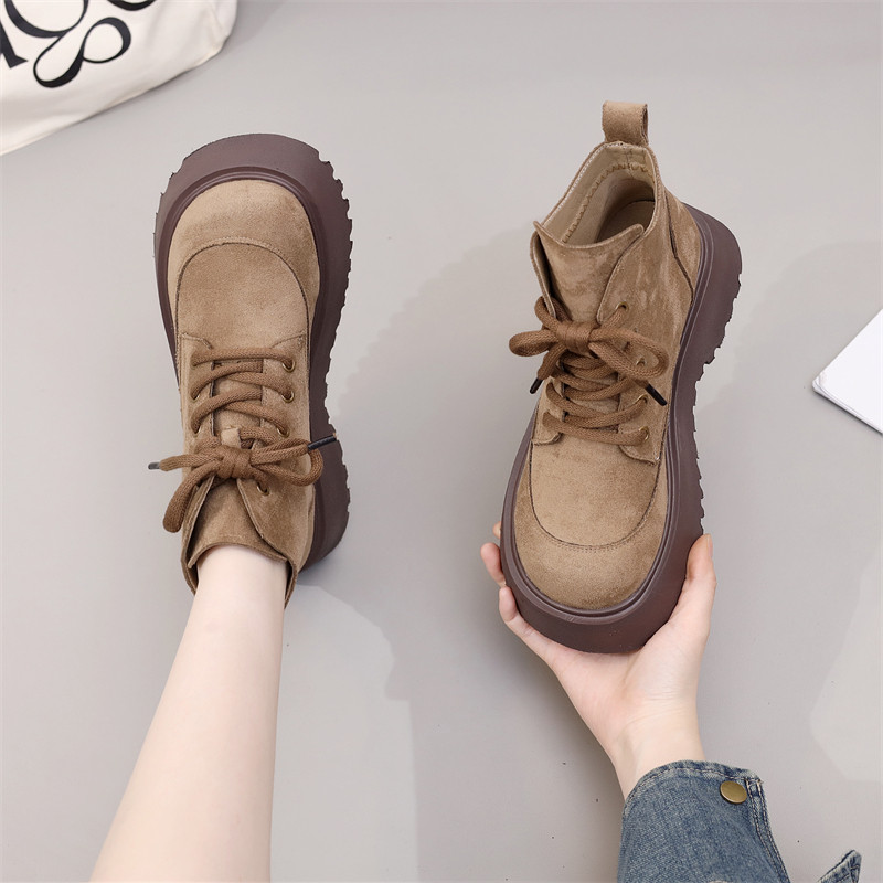 厚底加绒马丁靴女2025秋冬季新款英伦风系带女靴防滑软底圆头短靴,女鞋,马丁靴,淘宝优惠券,粉丝福利购,淘宝优惠卷