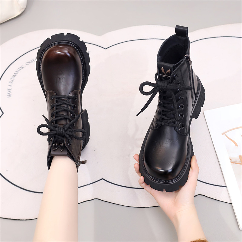 系带厚底马丁靴女2025年秋冬新款防水软底短靴显脚小圆头保暖棉靴,女鞋,马丁靴,淘宝优惠券,粉丝福利购,淘宝优惠卷