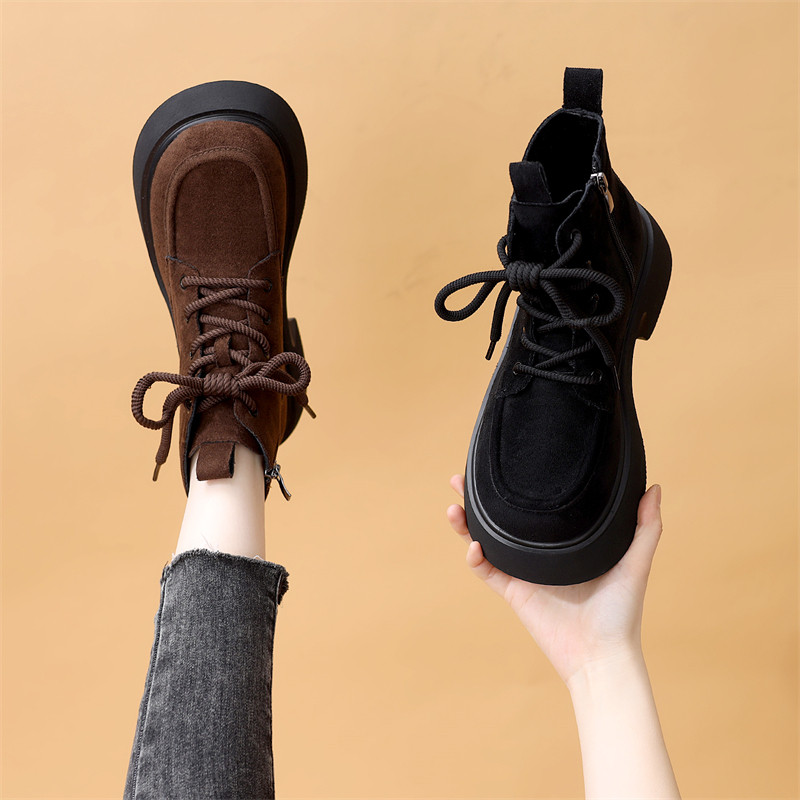 厚底马丁靴女2025年秋冬新款加绒加厚棉靴休闲时尚百搭网红款短靴,女鞋,马丁靴,淘宝优惠券,粉丝福利购,淘宝优惠卷