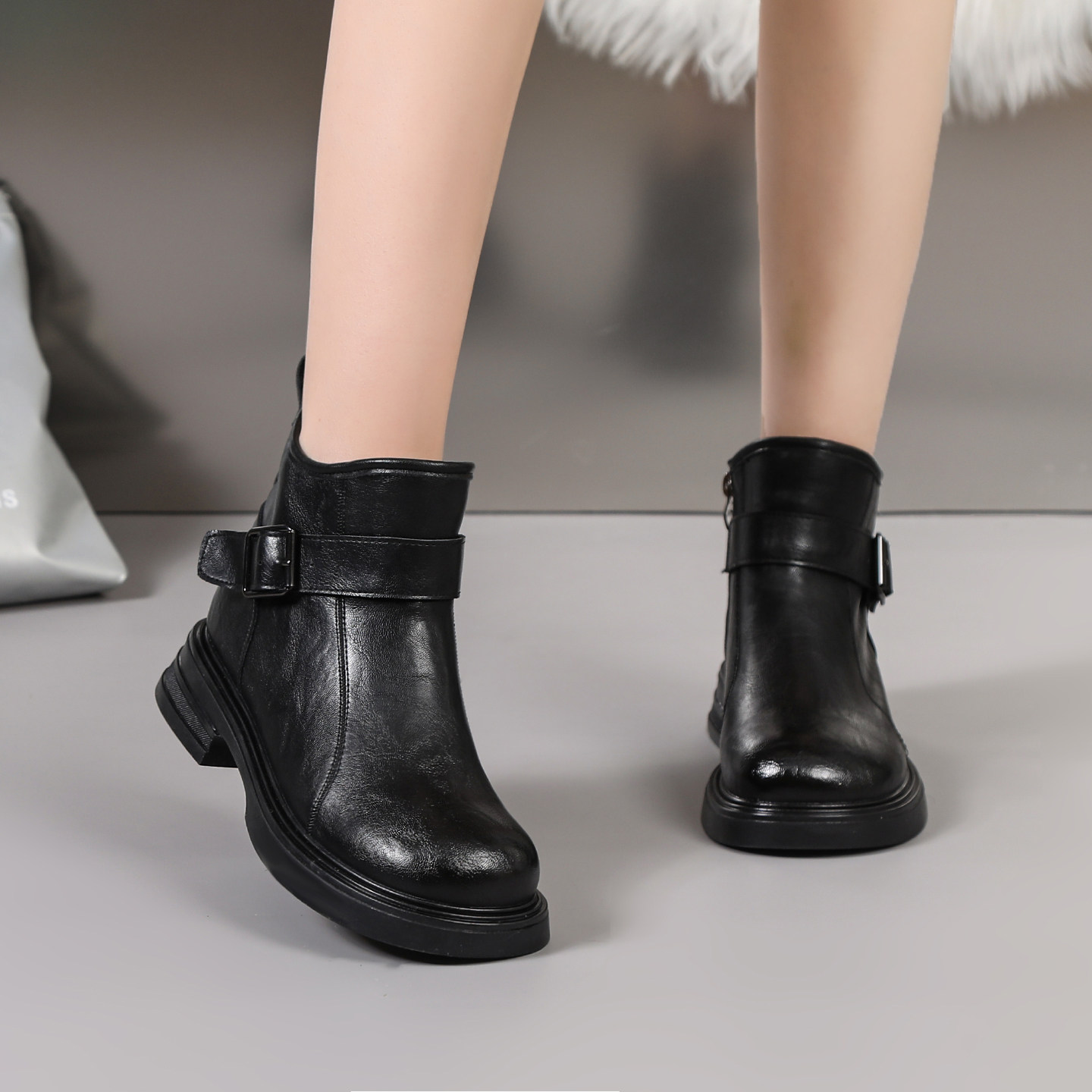 平底切尔西靴女2025年秋冬新款百搭防水软底短靴复古圆头显瘦棉靴,女鞋,马丁靴,淘宝优惠券,粉丝福利购,淘宝优惠卷