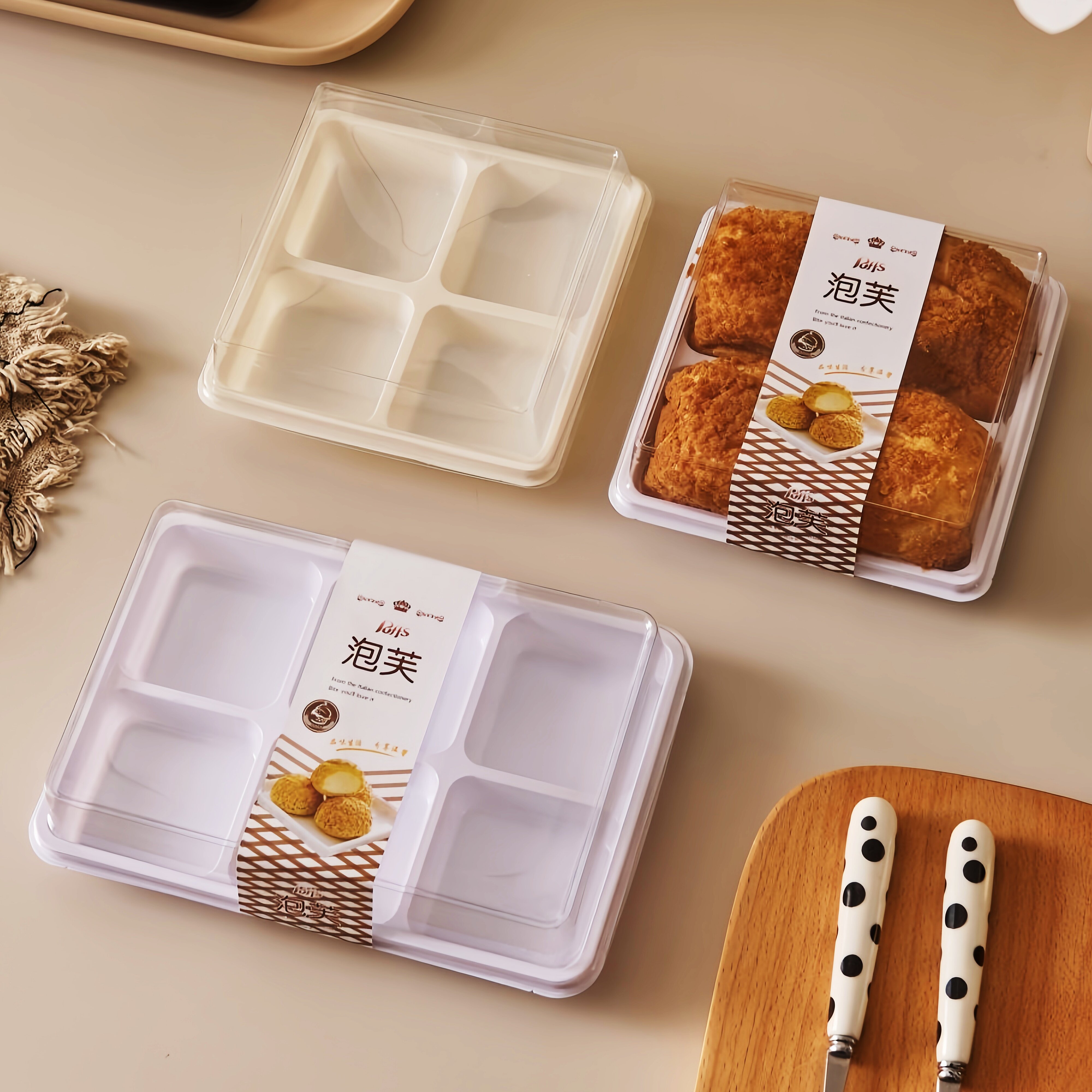 6粒泡芙包装盒六格蛋黄酥打包盒肉松小贝蛋糕烘焙糕点吸塑盒子