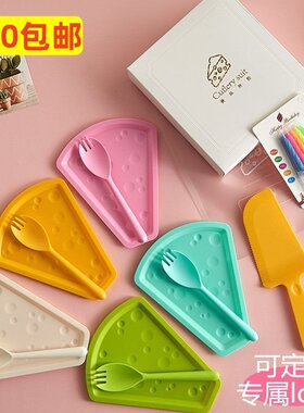 彩色套装一次性塑料勺子刀叉盘