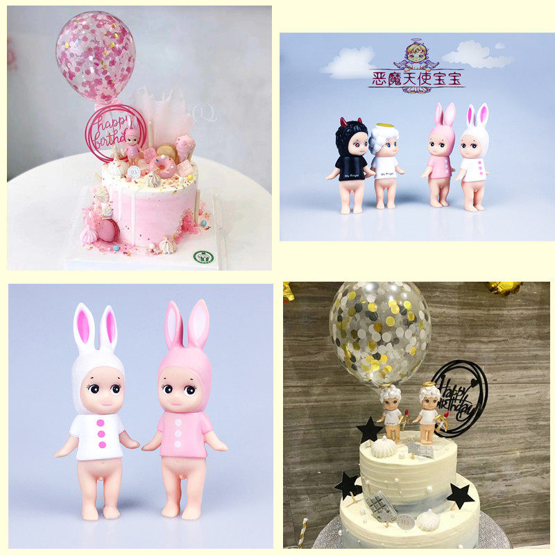 天使与恶魔宝宝摆件 生日派对恶魔小天使翅膀情景布置蛋糕装饰