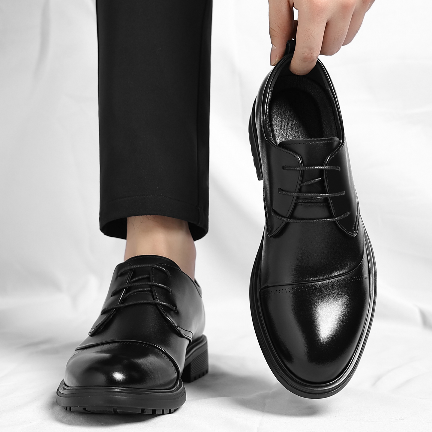 皮鞋男真皮透气商务英伦风结婚鞋