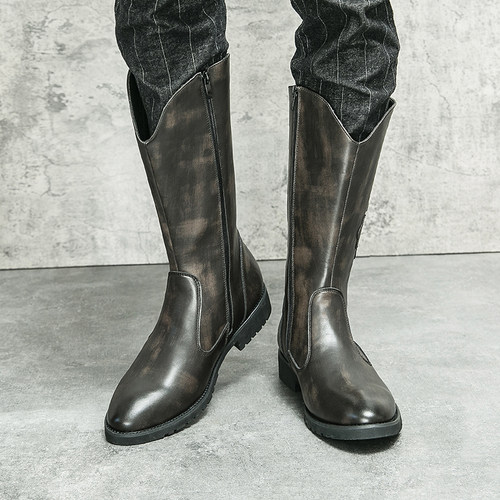 西部牛仔骑士骑行机车高筒马丁靴