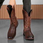 潮流尖头长筒蒙古靴休闲防水复古大码 马丁靴男2025秋季 新款 骑马靴