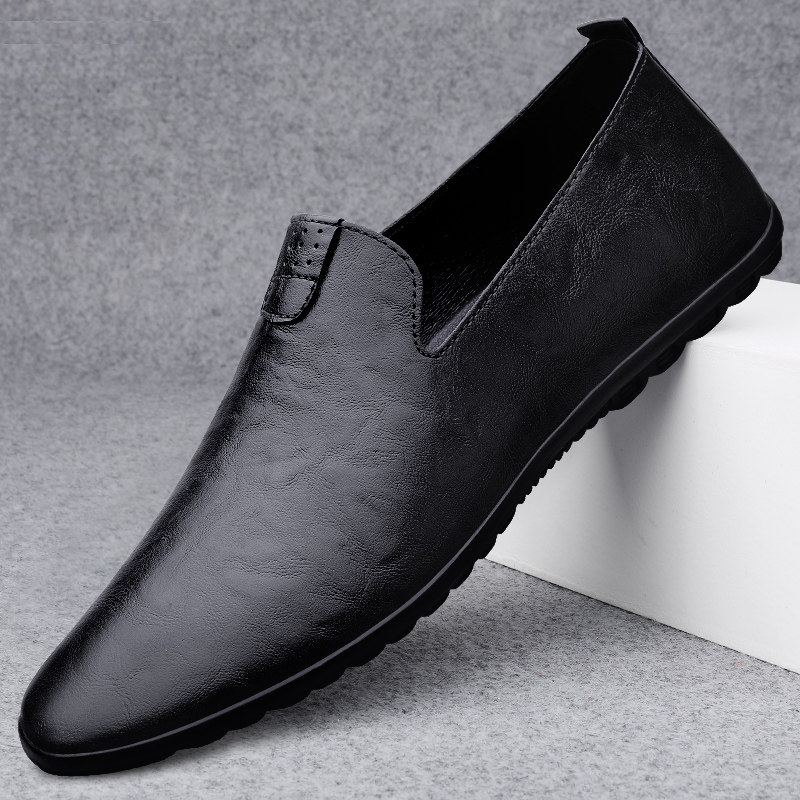 夏季薄款透气休闲皮鞋男真皮软底软皮一脚蹬懒人豆豆鞋大码男鞋46,流行男鞋,休闲皮鞋,淘宝优惠券,粉丝福利购,淘宝优惠卷