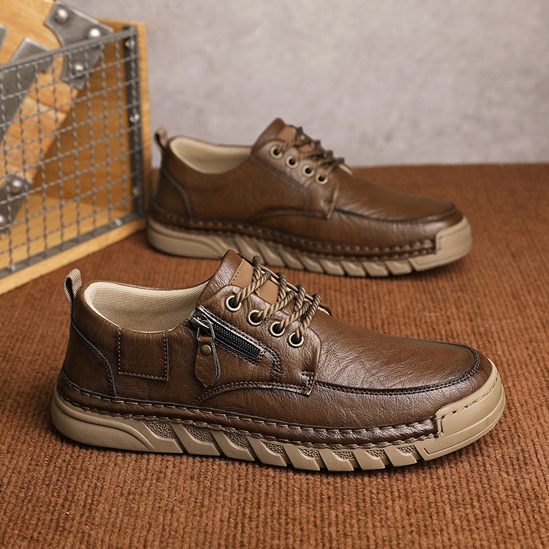 男士工装鞋大码防滑透气休闲皮鞋