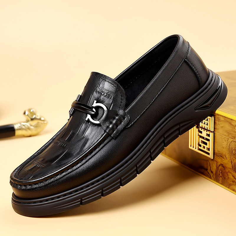 男鞋春季真皮一脚蹬商务休闲皮鞋男士软底牛皮豆豆鞋高级感乐福鞋,流行男鞋,休闲皮鞋,淘宝优惠券,粉丝福利购,淘宝优惠卷