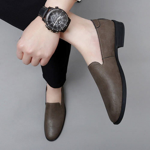 豆豆鞋真皮休闲鞋软底一脚蹬皮鞋