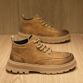 中帮马丁靴男2025新款 加绒高帮皮鞋 冬季 英伦风高级感复古厚底工装