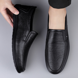 一脚蹬软底真皮豆豆鞋 皮鞋 英伦风商务懒人休闲男鞋 春季 男2026新款