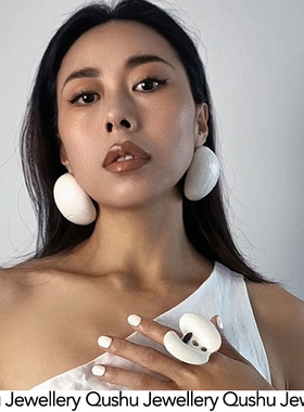 Qushu Jewellery 设计师手工制作图案刻画雕塑感系列耳环艺术耳饰