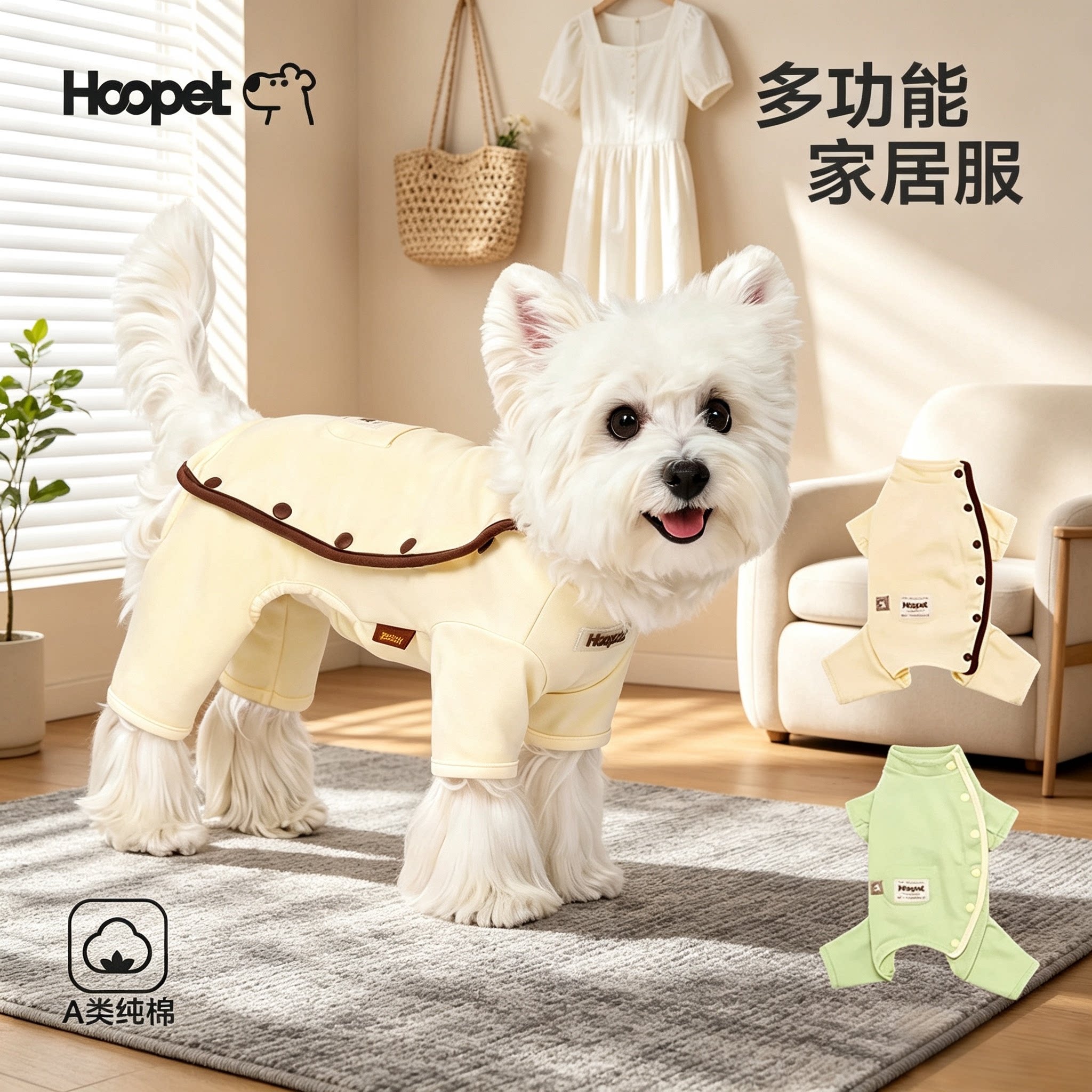 hoopet狗狗喵咪纯棉护肚衣防掉毛图片