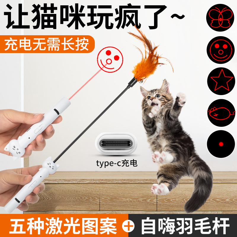 解闷互动逗猫棒红外线激光灯玩具