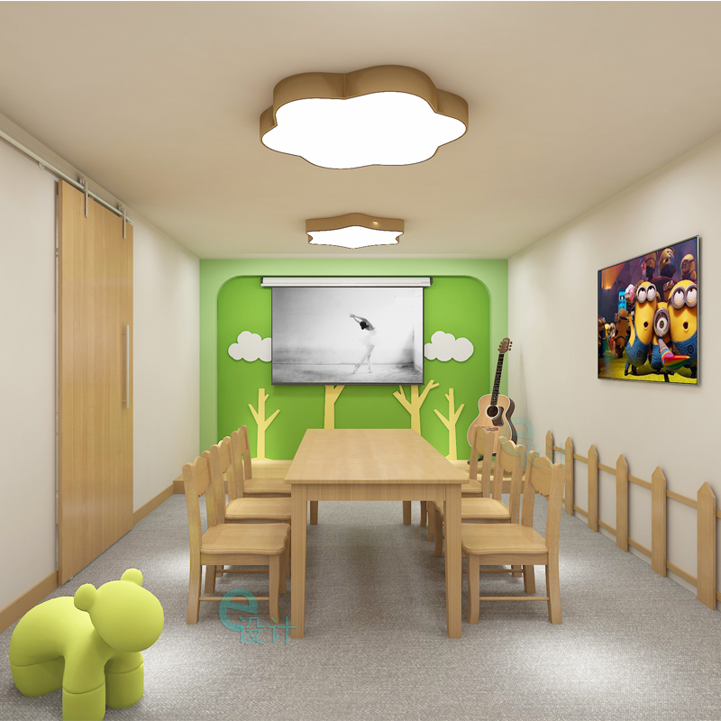 琴行设计少儿艺术中心舞蹈室钢琴培训音乐教室装修设计效果图制作