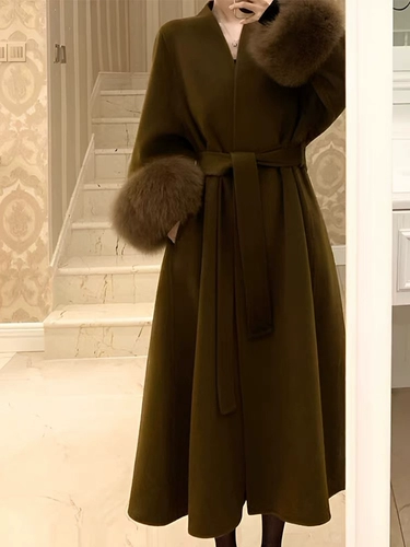 Большое двусторонное кашемировое зимнее шерстяное шерстяное пальто, изысканный стиль, городской стиль, подходит для подростков