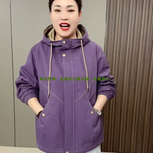 大码女装2025春季新款韩版时尚休闲宽松连帽加肥加大显瘦百搭外套