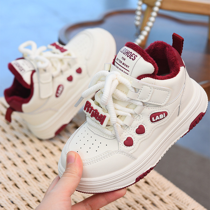 女童棉鞋加绒高帮板鞋休闲鞋2026春季新款童鞋小女孩保暖运动鞋子