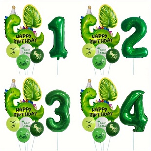 丛林恐龙绿色数字气球套装 饰用品 儿童周岁生日派对装
