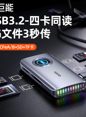 绿巨能cfb卡cfa高速读卡器多功能CFexpress内存储卡SD卡TF通用连接typec手机适用苹果17索尼佳能相机多合一