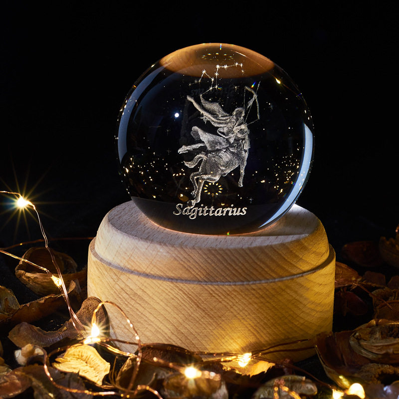 궁수 자리 생일 선물 12 별자리 수정 구슬 오르골 회전 오르골 커플 선물 동급생 가장 친한 친구