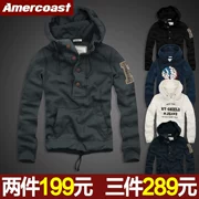 Áo len nam trùm đầu áo hoodie đơn giản Slim Học sinh thể thao cỡ lớn mùa xuân và mùa thu với áo khoác mũ - Cao bồi