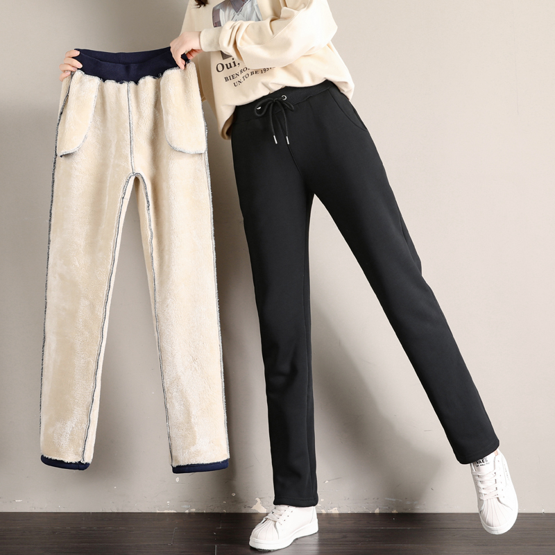 女童加绒裤子冬季羊羔绒